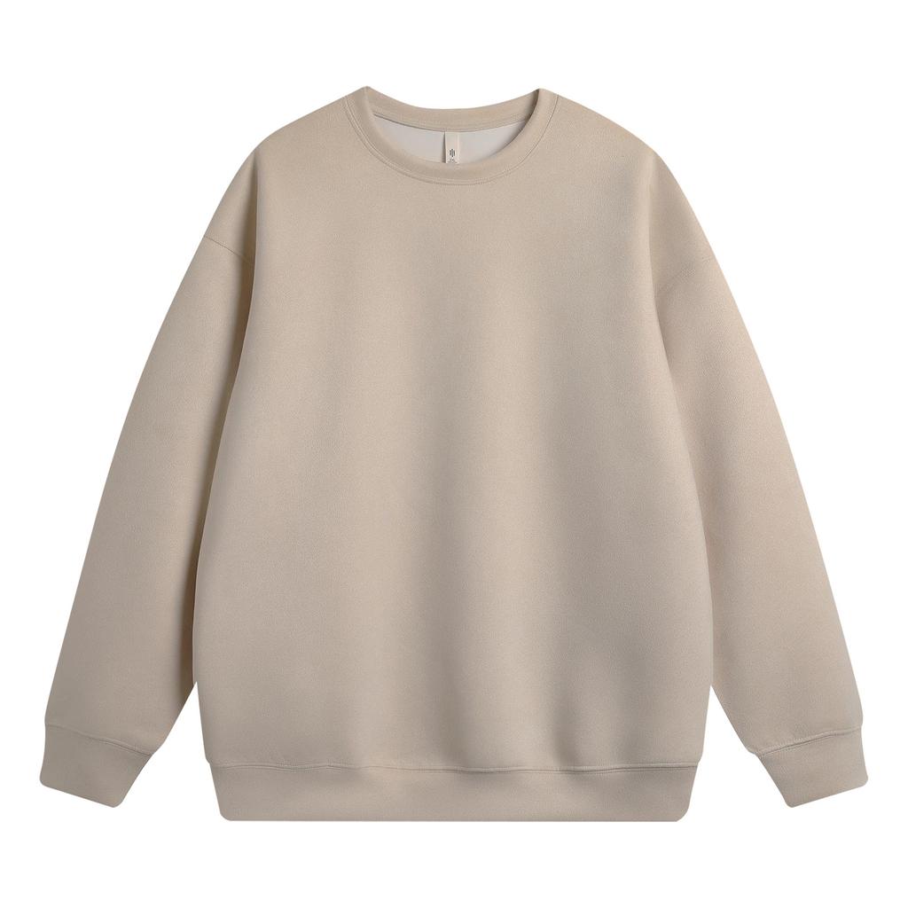 Men'S Fleece Round Neck Pullover With Fleece Solid Color Hoodie And Fleece Fleece Fleece Jacket