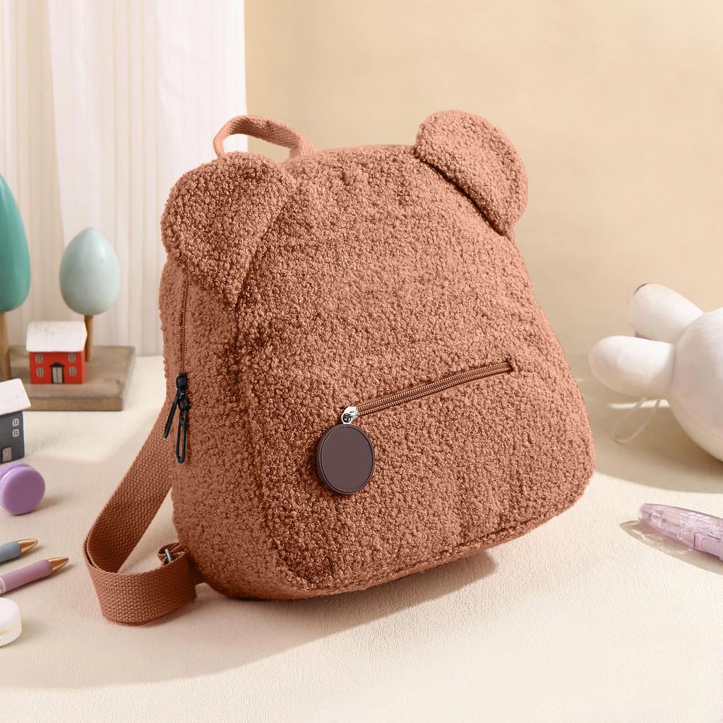 Детский рюкзак в форме милой формы с регулируемыми плечевыми ремнями, однотонная симпатичная плюшевая сумка
