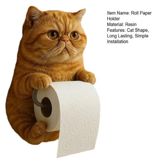 Настенный держатель для туалетной бумаги, простая установка, реалистичный держатель для бумажных полотенец в виде кошки, украшение для ванной комнаты