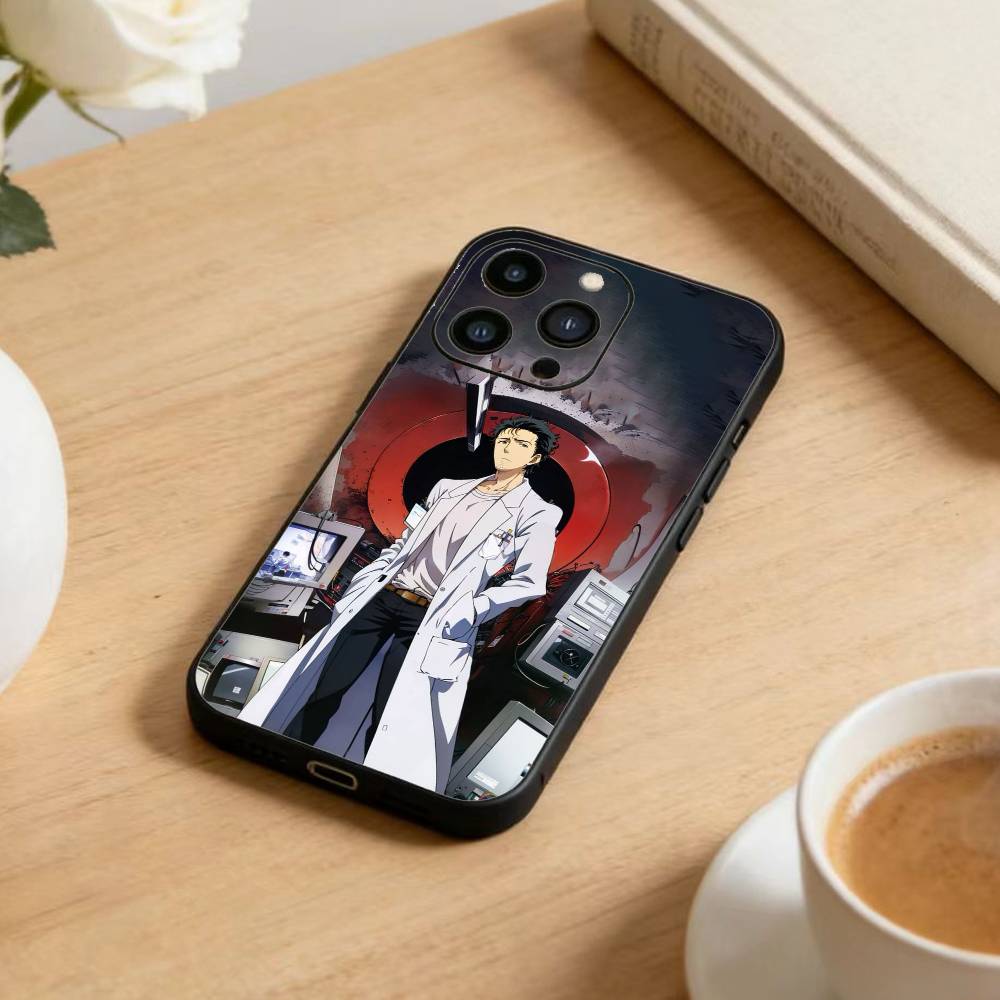 STEINS GATE F-Ринтаро О-Окабэ Чехол для телефона для iPhone 16,15,14,13,12,17,Pro Max,Plus Силиконовый Черный Чехол