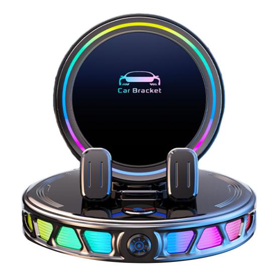 Беспроводная зарядка Автомобильный держатель для телефона с RGB подсветкой 15 Вт Магнитная подставка-зарядка для телефона Вакуумное крепление Держатель для зарядки телефона Автоаксессуары