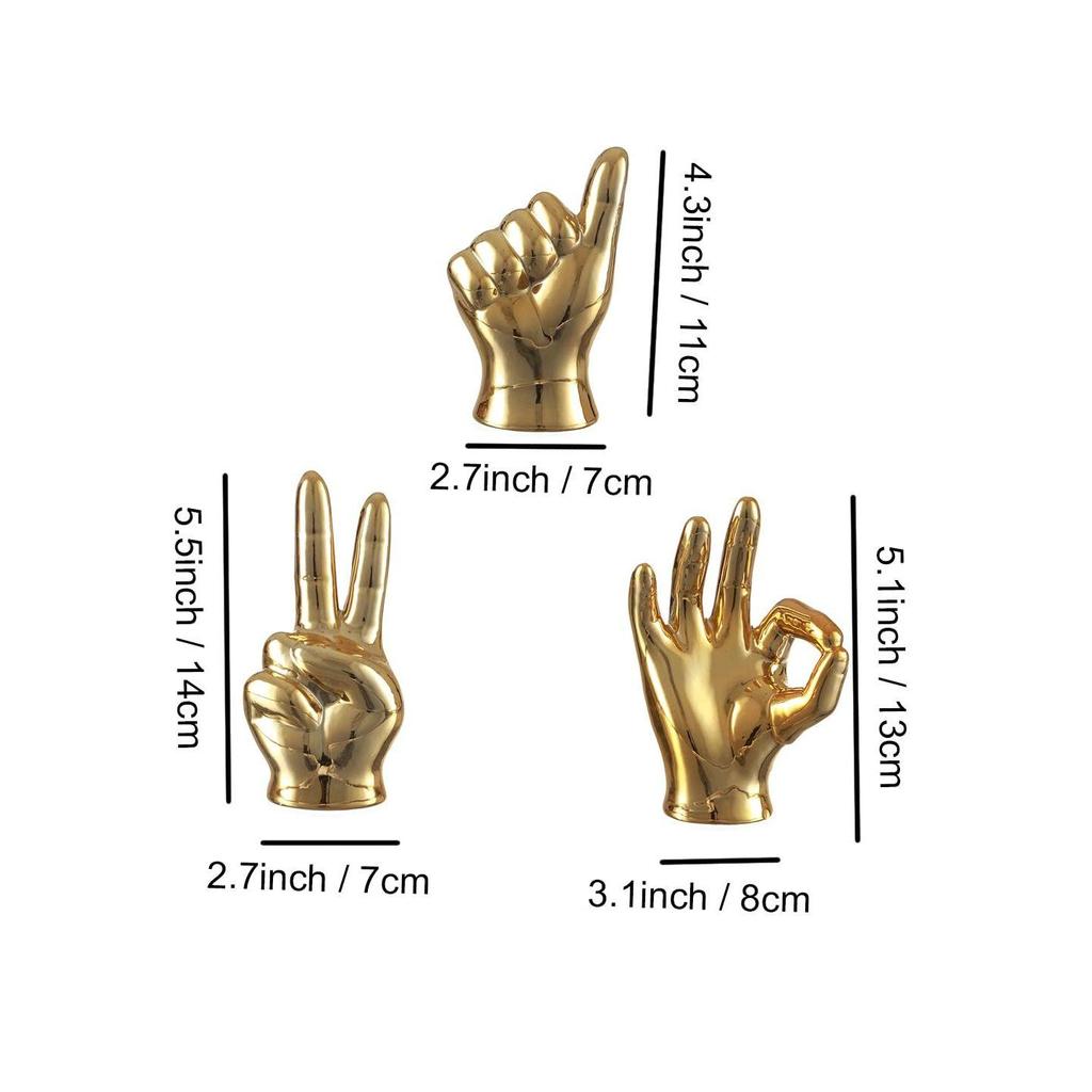 Set Of 3 Hand Sign Fantasy Showpiece Statue Collectible Figurines(Multi,Ceramic)Decorative Items For Home Decor Living Room Bedroom