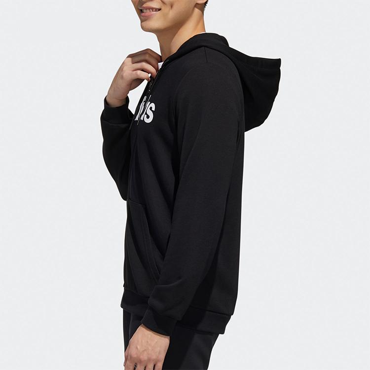 Adidas Повседневная спортивная куртка с капюшоном на молнии с нео-алфавитным принтом, мужская верхняя одежда, черный GJ8927