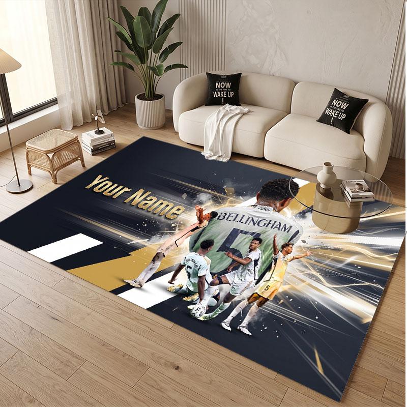 Custom Rug Jude Bellingham Pattern Print Name Text Soft Non‑Slip Floor Carpet for Home Indoor Decoration