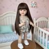 BZDOLL 55 СМ Полностью Виниловое Тело Кукла Реборн Девочка 22 Дюйма Реалистичная Длинные Волосы Принцесса Малыш Арт Бебе Подарки на День Рождения для Детей