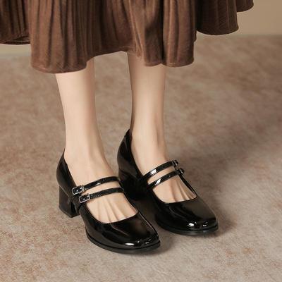 Туфли Мэри Джейн на высоком каблуке из натуральной кожи Yuexinwang для женщин - весенняя коллекция в корейском стиле от Su Yinyin