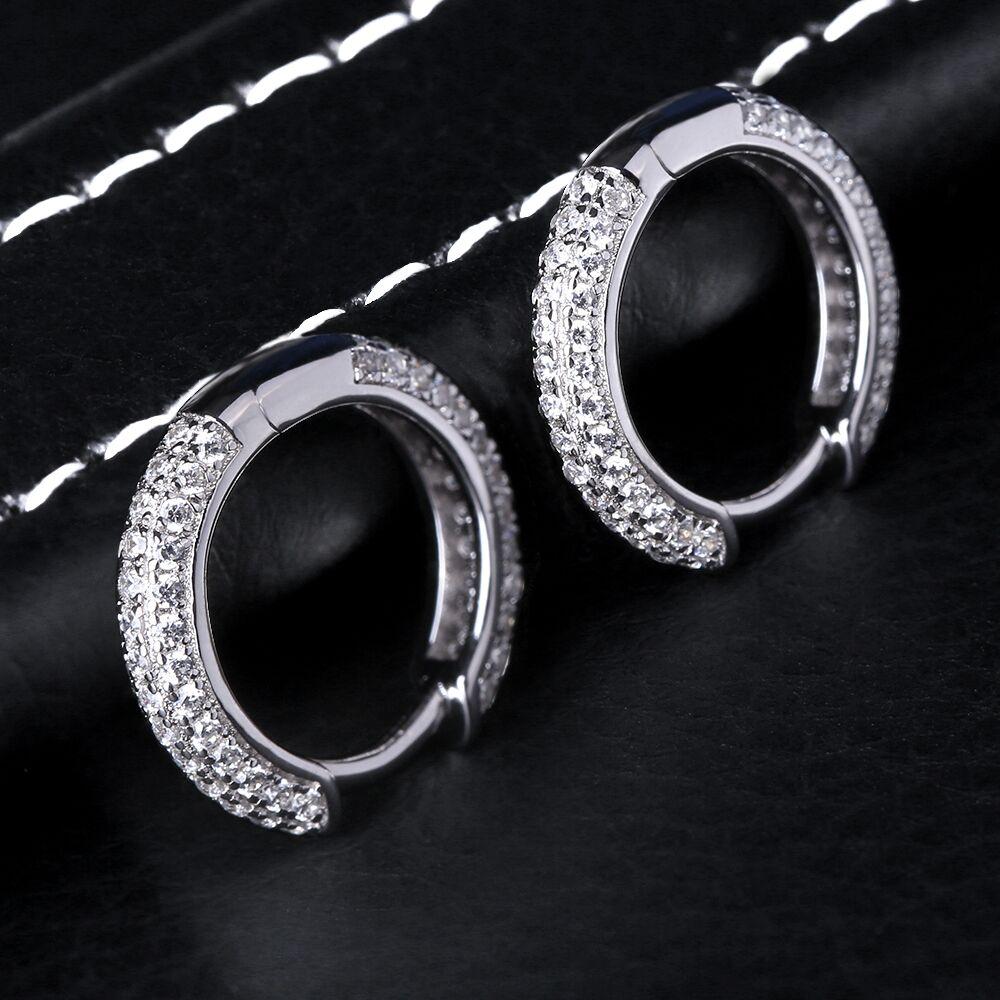 USA 5A CZ Diamond Hoop Earring Men 925 Sterling Silver 14K Gold Plated Hypoallergenic ZIRCON Jewelry Huggie Earrings for Women