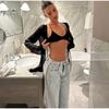 Женские джинсовые брюки, мешковатые джинсы, винтажные расклешенные брюки 2000 года, широкие брюки, новые брюки большого размера с низкой талией, модные женские брюки в стиле Харадзюку