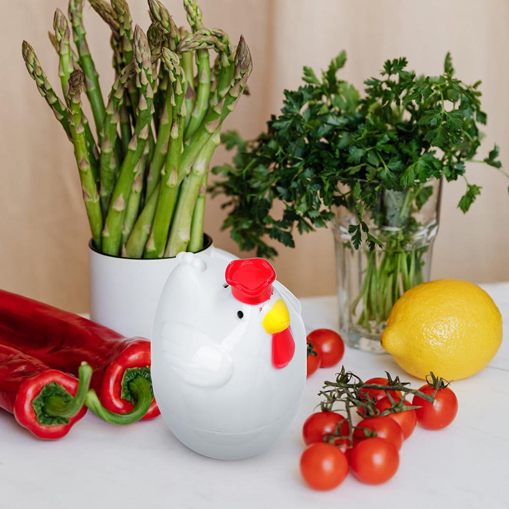 Nonstick Cookware Microwave Egg Boiler Steamer Chicken Shaped Kitchen Gadget Cooker White