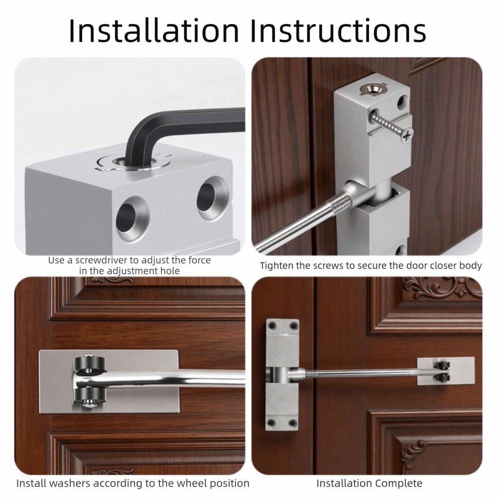 Adjustable Speed Automatic Door Closer Mute Soft Closing Spring Tension Door Closer Hinged Doors