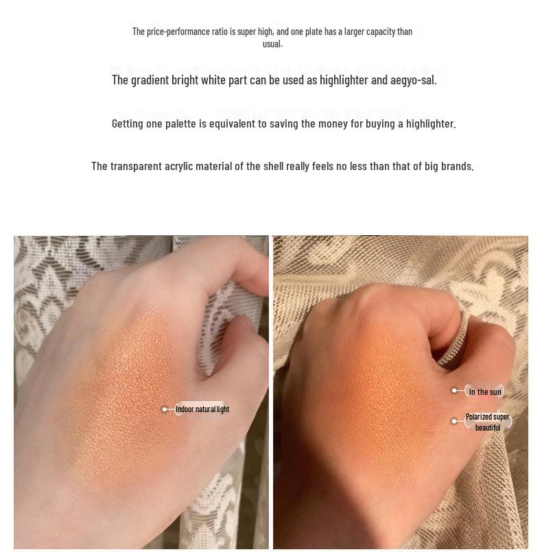 KQTQK Kuku Han Society Палетка румян и хайлайтера Всё-в-одном: Запеченное яйцо с нюдовым градиентом для натурального макияжа и теней двойного назначения.