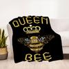 "Queen Bee: Luxury Golden Crown Bee Design"Blanket Flannel Throw Blanket for Sofa, Bed, Travel, Camping, Office, Couch, Chair, And Bed Gift