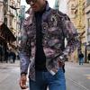 Мужская модная тенденция, повседневная повседневная куртка на пуговицах с длинным рукавом с принтом