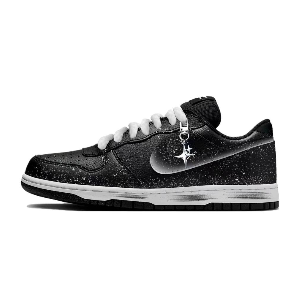 Nike Dunk Abrasion Resistant Breathable Low top Skateboard Shoes Unisex Black Gray White 355152-016(Team1597--)
