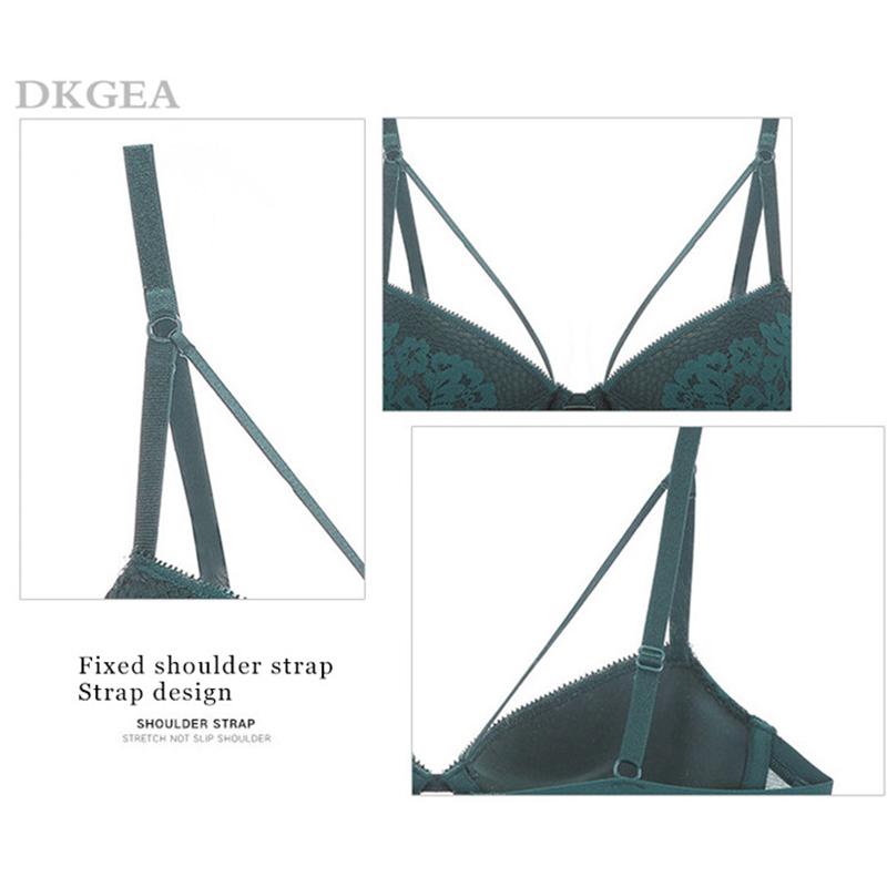 DKGEA Модный бюстгальтер пуш-ап, сексуальный кружевной бюстгальтер, толстый женский комплект нижнего белья, черный