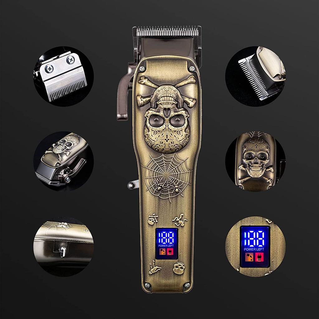 All Metal Electric Barber Electric  Hair Cutter Electric Push Rechargeable LCD Digital Display Professional Engraving Hair Clipper