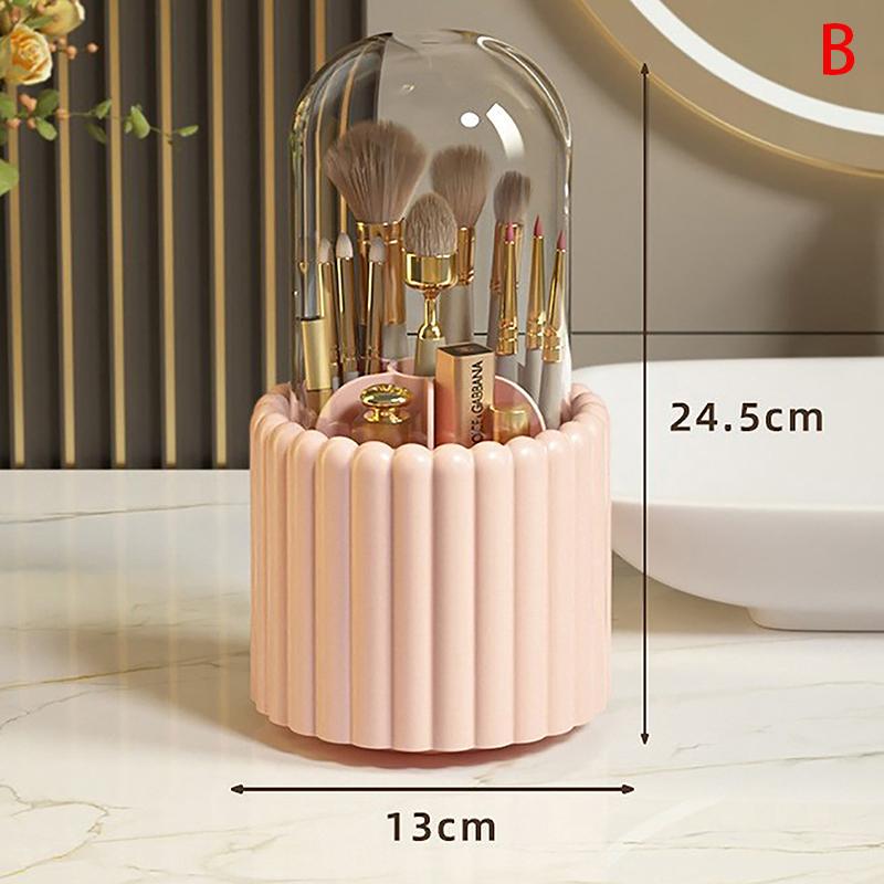 360Degree Rotating Makeup Brushes Holder With Lid Lipstick Organizer Cosmetic Storage Make Up Tools Box Jewelry Pencil Case Container