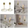 European Metal Crafts Candle Stand with Round Base Golden Taper Candle Holder Candlestick for Home Centerpieces Decors
