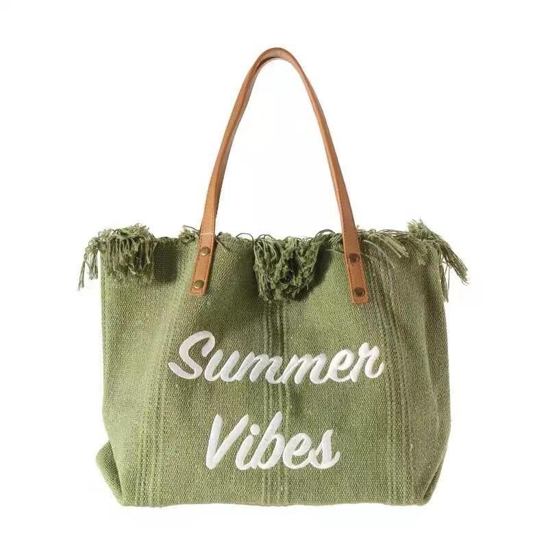 Handbag Simple Beach Bag Travel Bag Tassel Tote Bag Large Capacity One Shoulder Bag Tide CLE