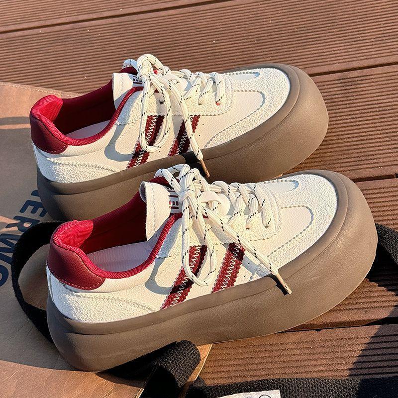 Американская Анкара Красный Немецкие тренировочные туфли женская платформа 2025 весна новая повседневная интернет-знаменитость универсальный кампусный стиль хлебные туфли