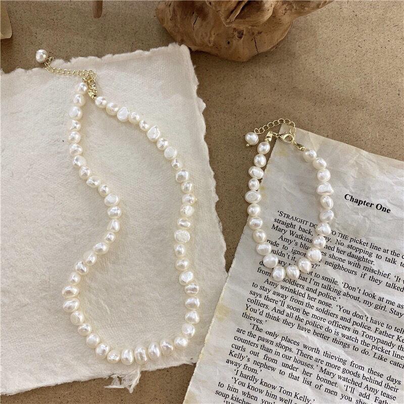 Freshwater pearl necklace, Baroque pearl necklace, Korean-style fashion necklace for women, popular among fashion bloggers and influencers, pearl
