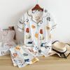 Cotton Short-sleeved Shorts Ladies Pajamas Set Cute Cartoon Pajamas Japanese Simple Short Pajamas Women Sleepwear