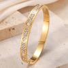 Htpwe Stainless Steel Four-leaf Clover Shell Inlaid Zirconium Bracelet Women's Plated 18k Gold Couple Holiday Bracelet Zircon