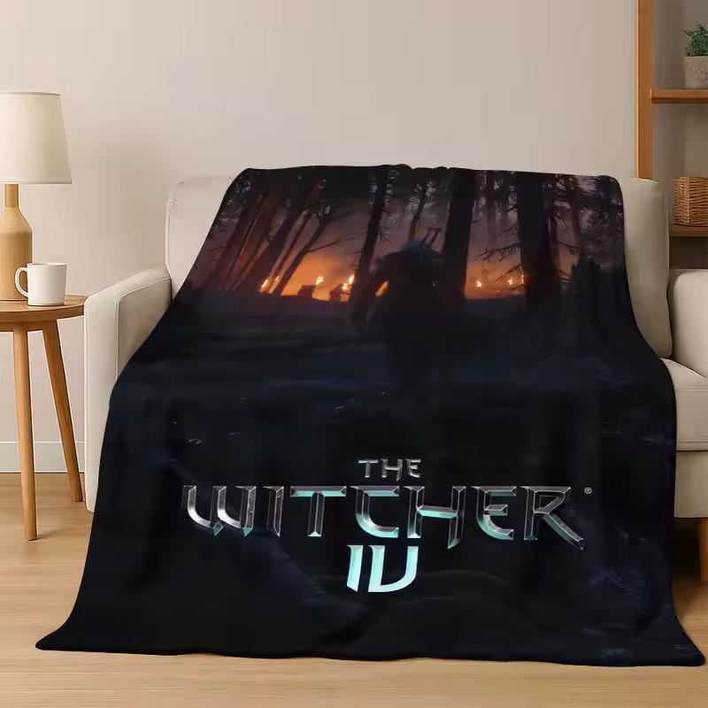 The W-Witcher Geralt Game Cartoon Flannel Blanket Soft Warm Blanket Throw Blanket for Bedroom Living Room Bed Travel Picnic