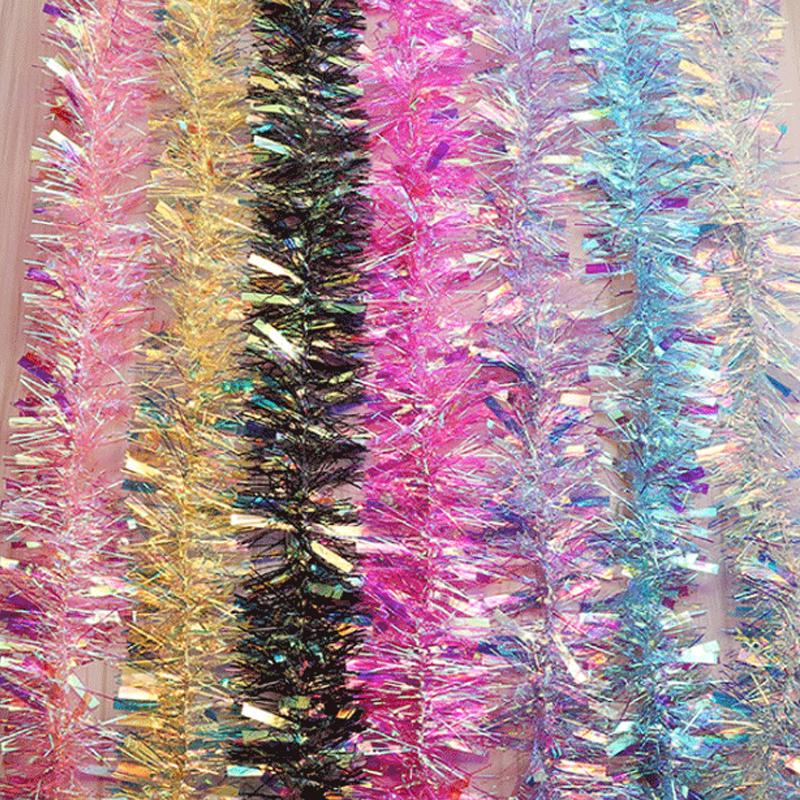 2m Glitter Christmas Tinsel Wire Garland Christmas Tree Decoration Metallic Wire Ribbon Hanging New Year Xmas Navidad Home Decor AVE