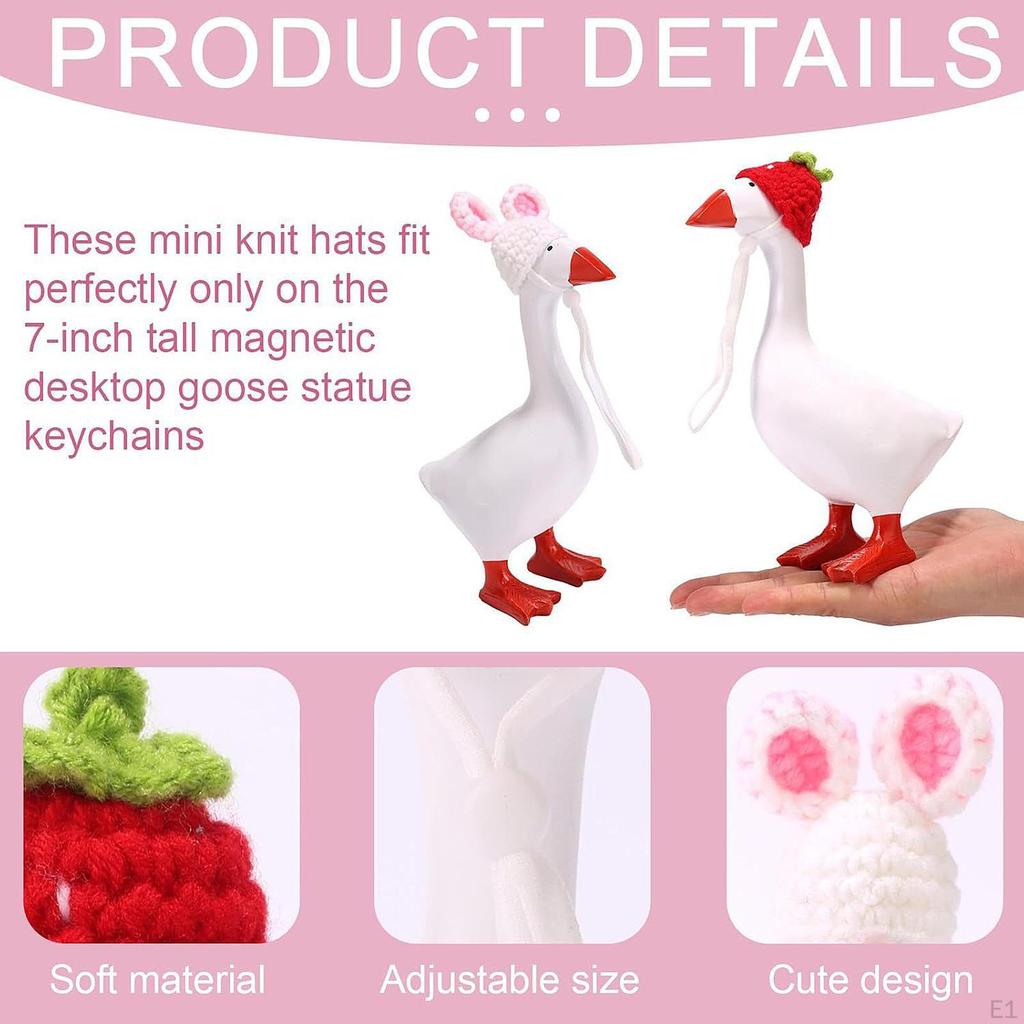 6x Мини Вязаные Шапочки Настольные Костюмы Гуся Сезонный Декор Аксессуары Крыльцо Смешной Регулируемый Ремешок