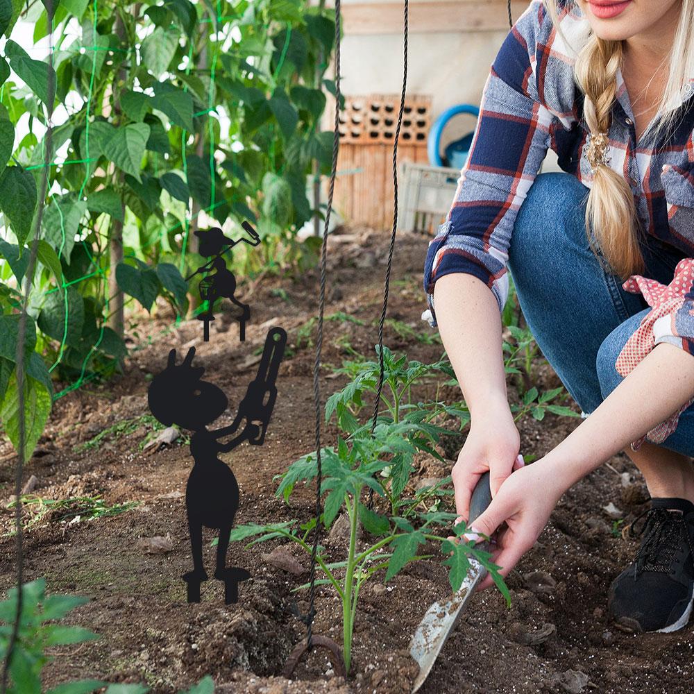 Забавный декор для сада в виде муравья-фермера с вилами и тележкой, уличный садовый арт, животные, садовый колышек-муравей для газона или сада