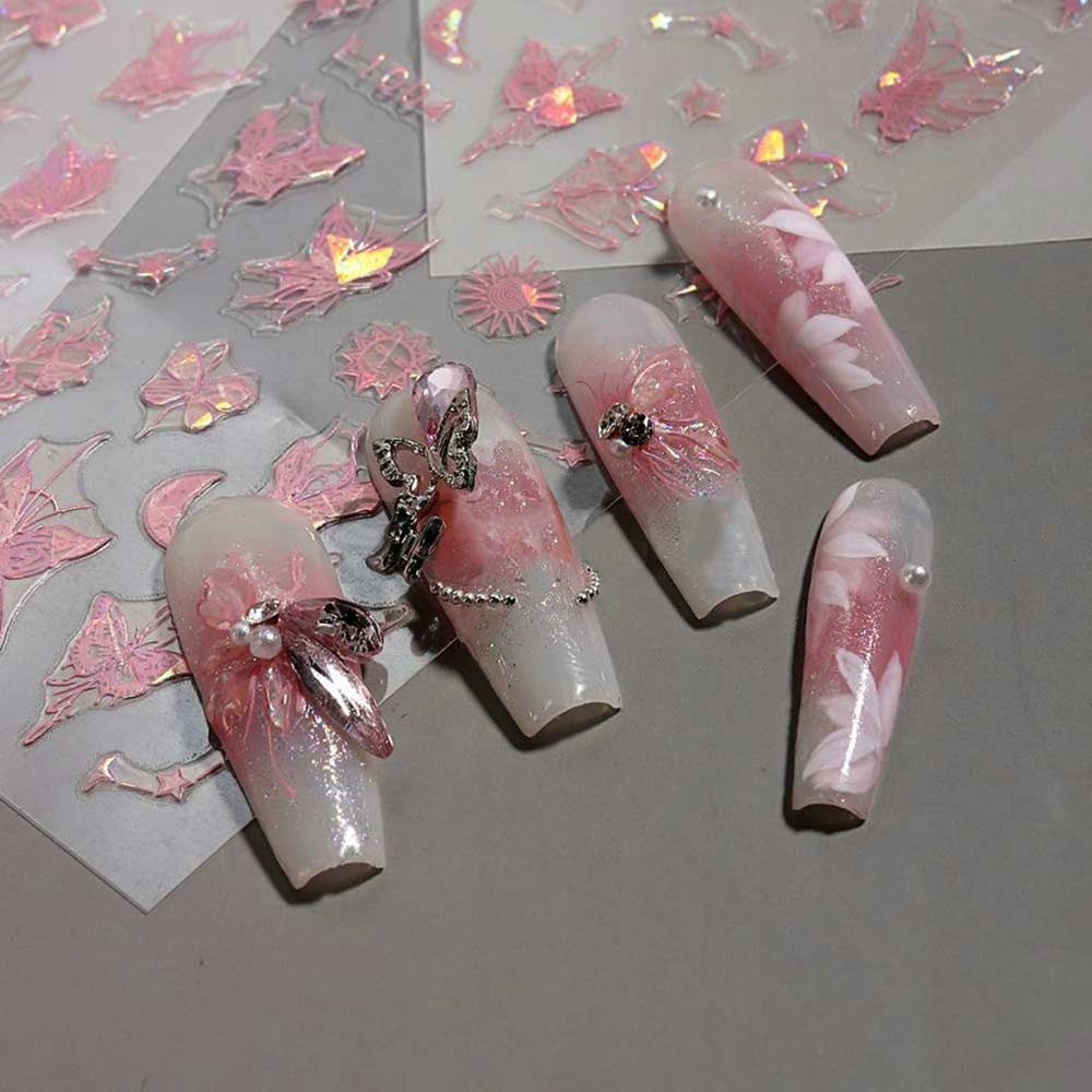 Y2K Nail Art Decoration Butterfly Laser Nail Stickers Nail Art Decoration  DIY Manicure