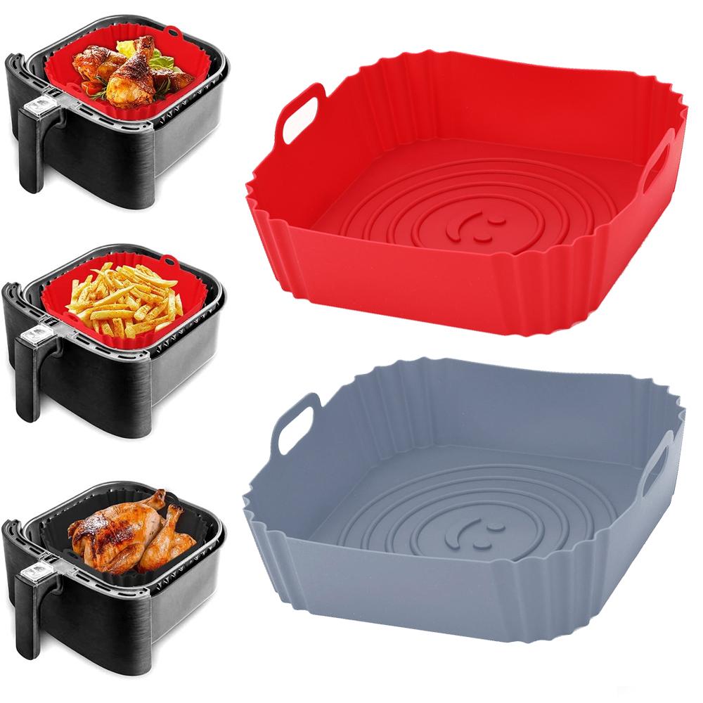 1PC 22cm Reusable Airfryer Pan Liner Accessories Silicone Air Fryers Oven Baking Tray Pizza Fried Chicken Airfryer Silicone Basket