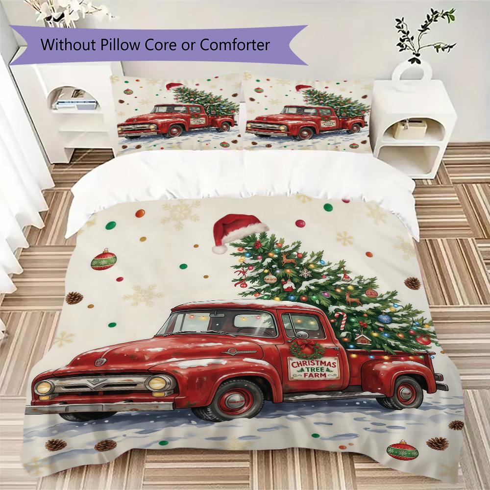 Truck Decorations Pattern Bedding uilt Set uilt Cover Pillowcase Home Decoration Birthday Gift (1 * duvet cover + 2 * pillowcase without core)_XIA