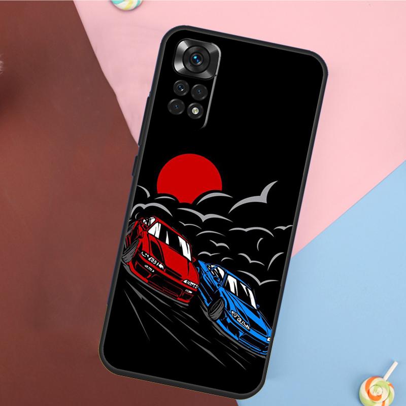 Japan JDM Sports Car Case For Xiaomi Redmi Note 11 11S 10 10S 9 9S 12 Pro Redmi 12C 9C 10A 10C Soft Cover Shell