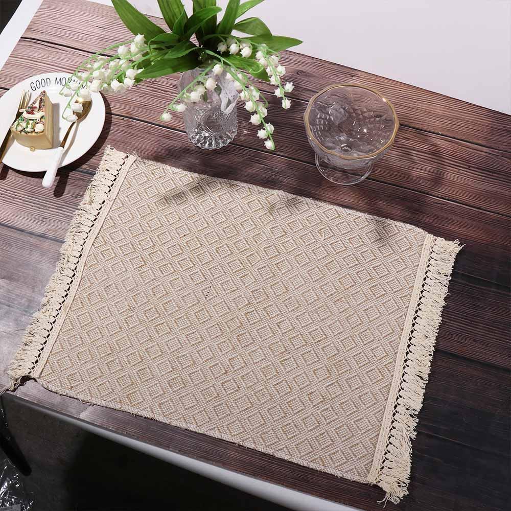 Soft 1 Pcs Household Cotton Linen Fringed Party Supplies Table Decor Placemats Table Mats Napkin