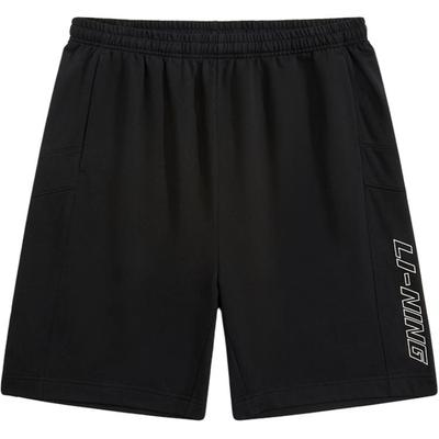 Li Ning Sports Lifestyle Series Letter Mid Waist Прямые свободные повседневные шорты мужские шорты черные AKSU871-1