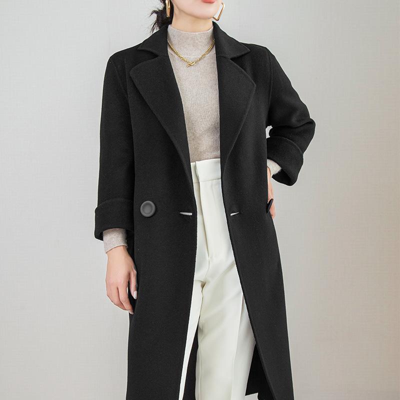 Женское пальто 100% шерсть TIDENOVEL Осеннее шерстяное пальто ручной работы Длинное пальто-бушлат Зимнее теплое кашемировое длинное пальто Пальто