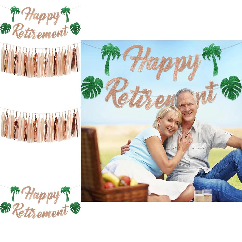 Retirement Theme Party Banner And Tassel With For Summer Event And Background Decor