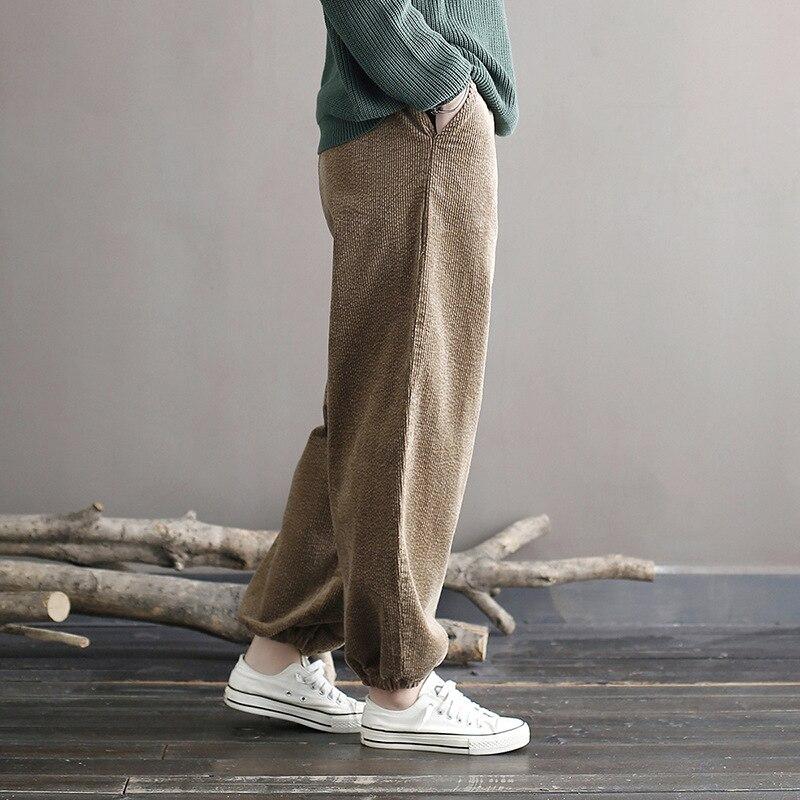 Johnature Женские свободные однотонные повседневные брюки, винтажные брюки с эластичной резинкой на талии, весенние удобные брюки