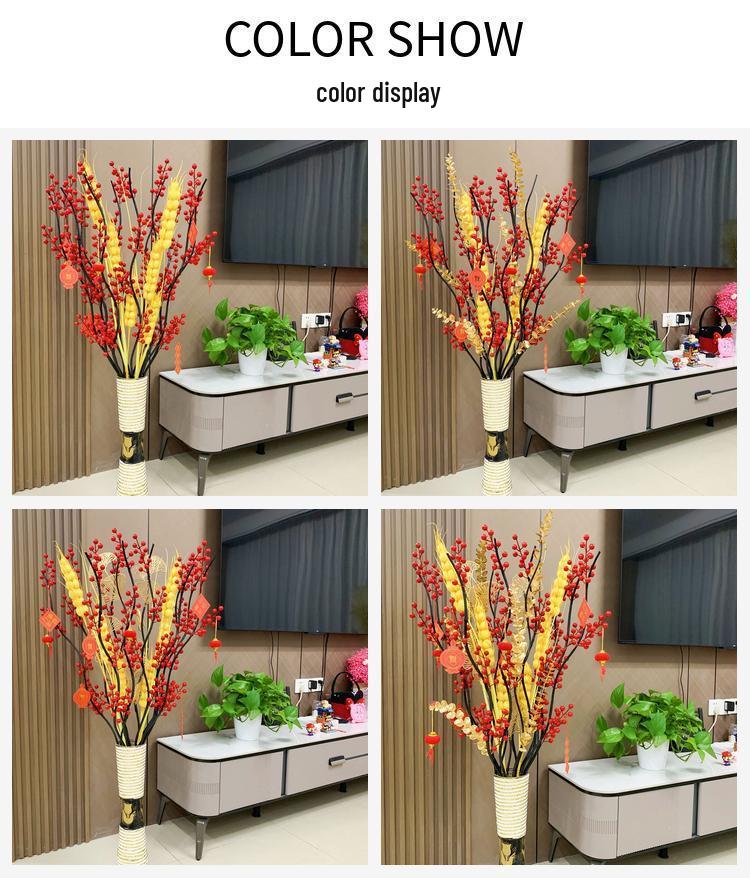 Red Berries New Year Floor Decoration: Artificial Flower Arrangement for Weddings & Housewarming