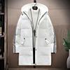 Autumn and Winter Men's White Duck Down Hooded Loose Down Jacket Three Bars Medium and Long Down Jacket