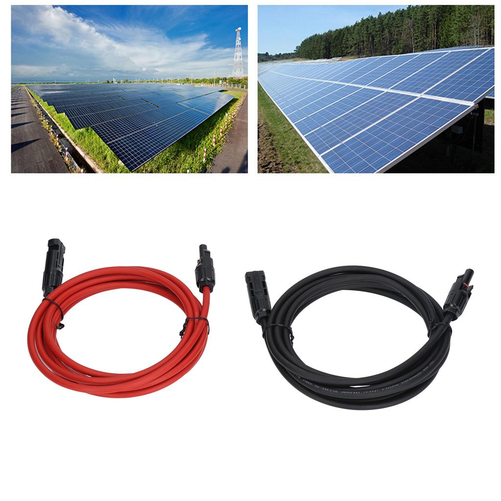 2Pcs Solar Panel Extension Cable 10AWG 6mm² Solar Extension Cable Rated Voltage 1000V Red Black