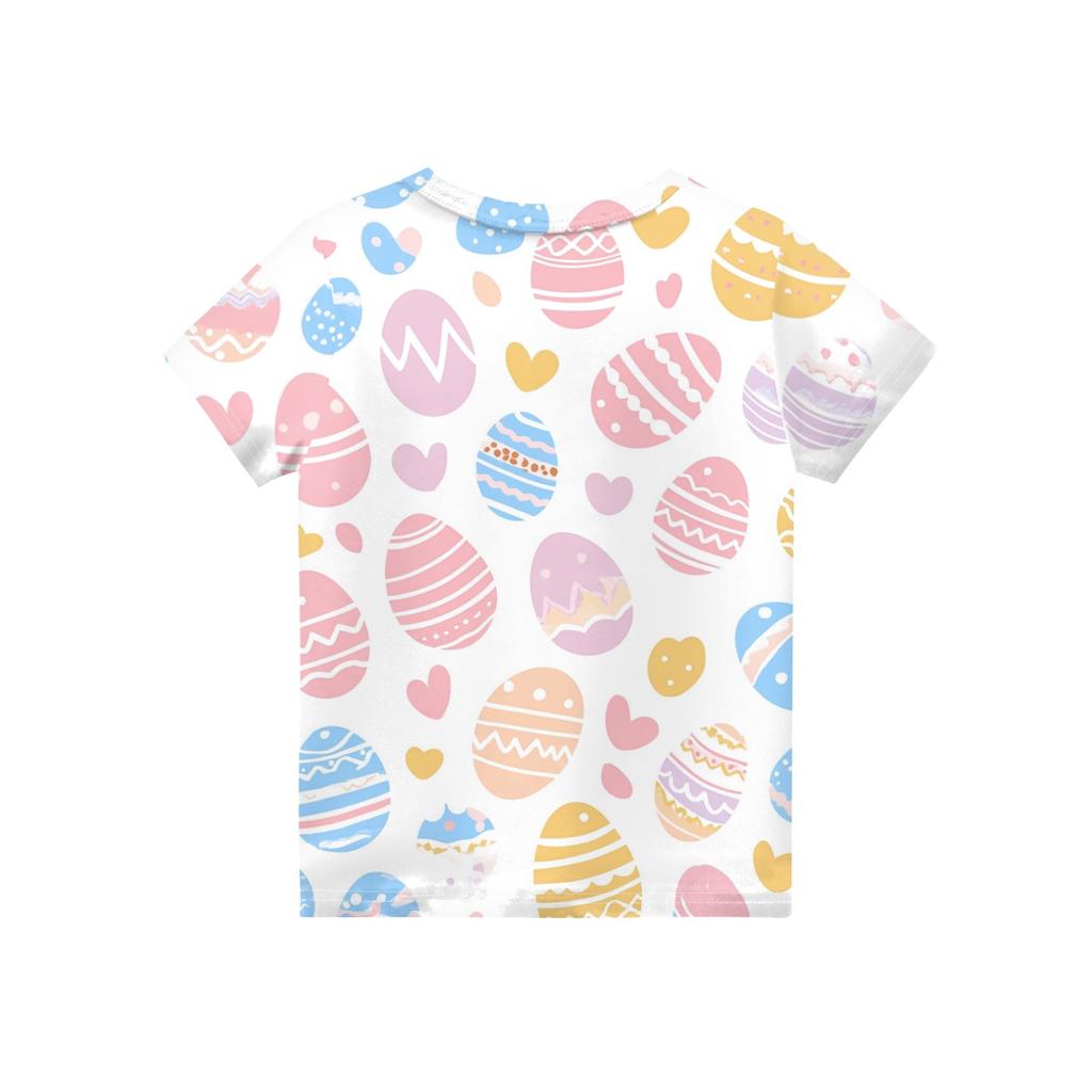 Детская модная повседневная футболка с коротким рукавом и принтом в виде Пасхи и круглым вырезом