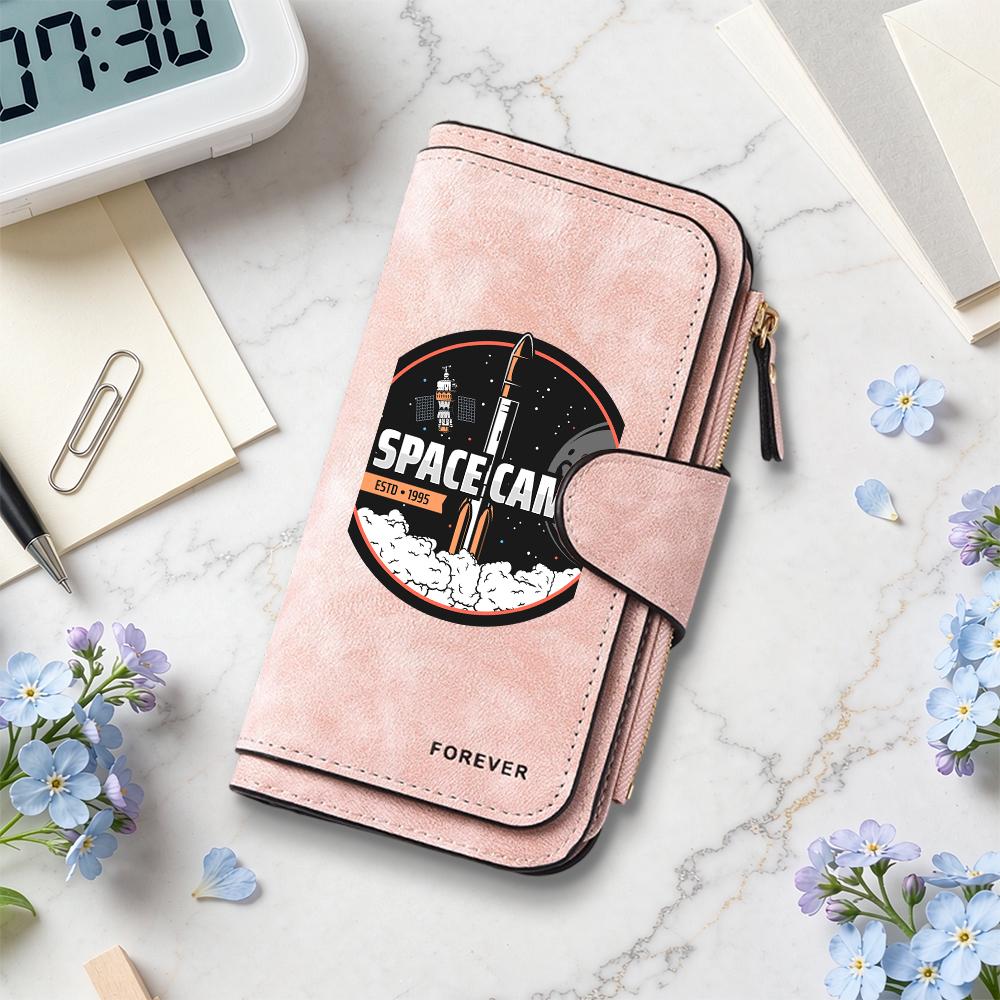 Retro Space Theme Long Purse Fashion Casual Multi Slot Card Holder Daily Portable Wallet