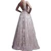 Summer new European and American mesh backless dress lace deep V dress, long dress