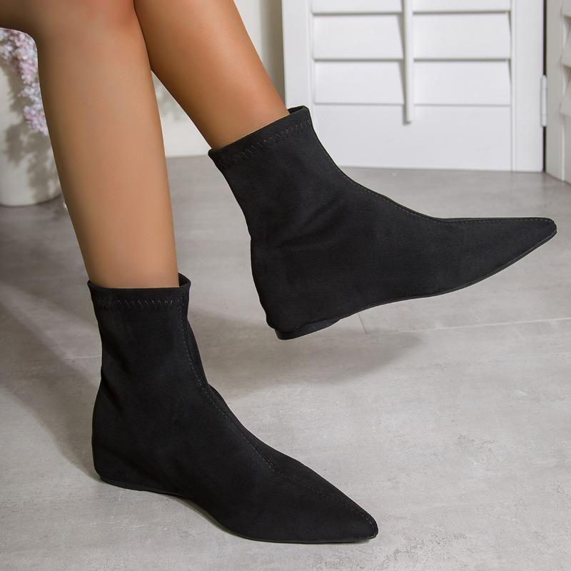 Женские ботильоны с острым носком, обувь на плоской подошве, 2025, новые, зимние, элегантные, замшевые, сексуальные ботинки, для платья, для вечеринки, женские, zapatos mujer, botas