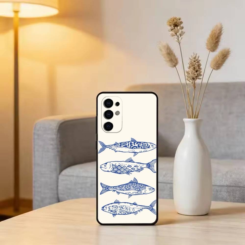 S-Sardines F-Fish Art Phone Case For Samsung S25,S24,S21,S22,S23,S30,Ultra,S20,Plus,Fe,Lite,Note,10,Black Cover