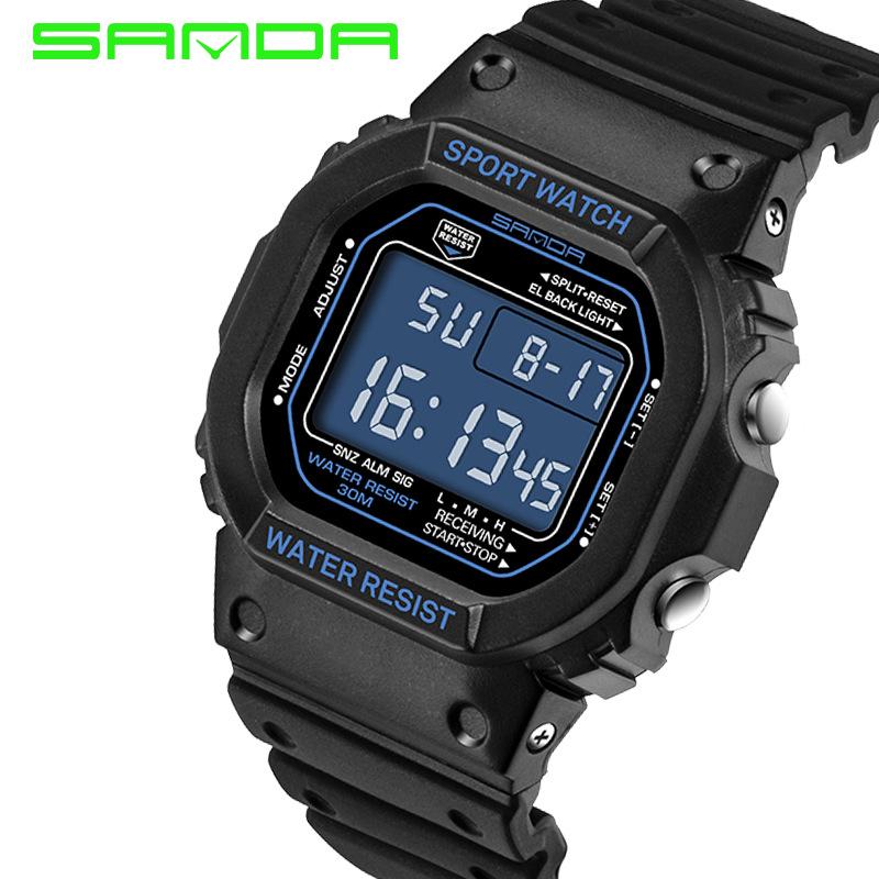 Sanda Multifunctional Waterproof Luminous Square Sport Watch - Fashionable Student Wristwatch