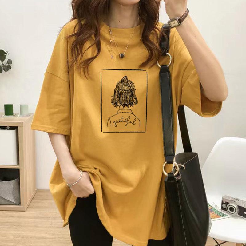 Свободная женская футболка для беременных и кормящих матерей - короткий рукав, средняя длина, большие размеры, летний топ для кормления грудью